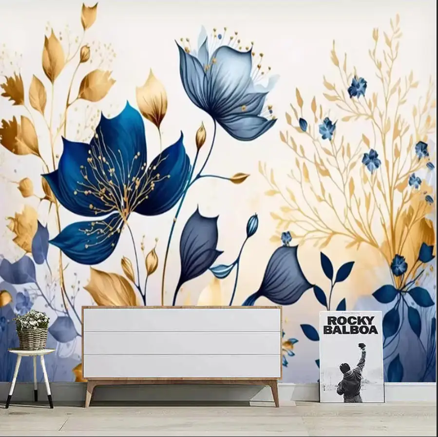Customize any size Watercolor Wallpaper Colorful Floral Wall Mural Pastel Botanical Flower Leaves Wall Decor for Living Room