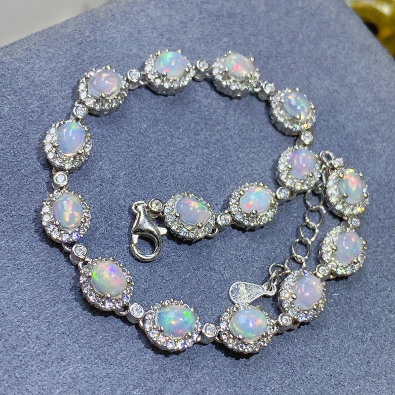 

Natural Opal Bracelet for women silver 925 jewelry luxury gem stones 18k gold plated free shiping items