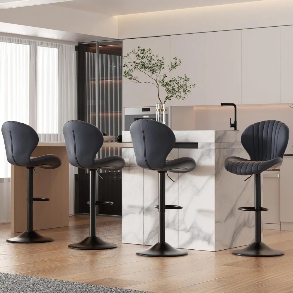 Cadeiras de bar giratórias modernas, banquetas de bar com altura de balcão com encosto alto, fácil montagem de 3-5 minutos para bar