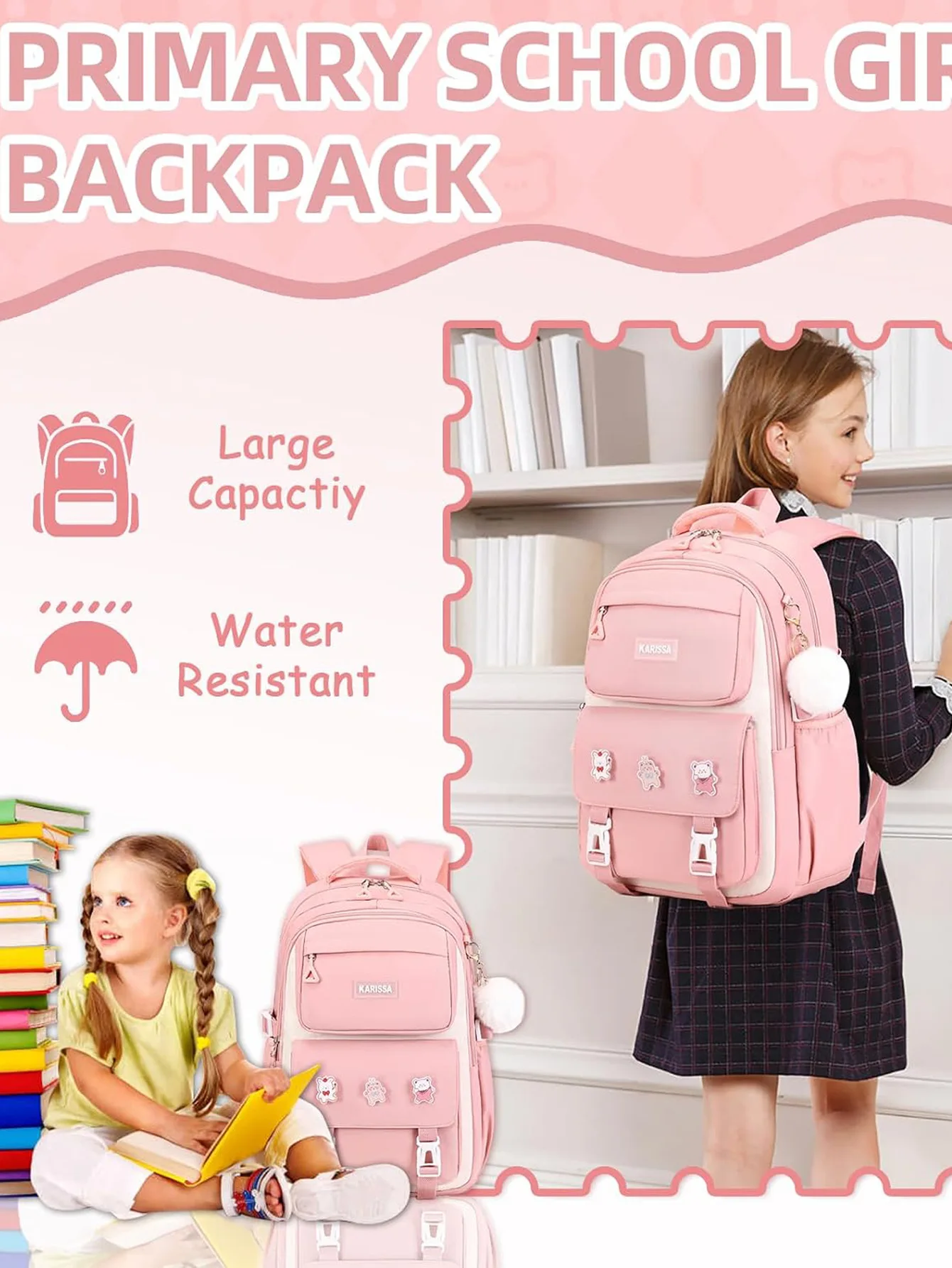 Girl Pink School Bag College Backpack Back Pack For Teenager Girls Children Female Schoolbag Primary High Bagpack Teens Child