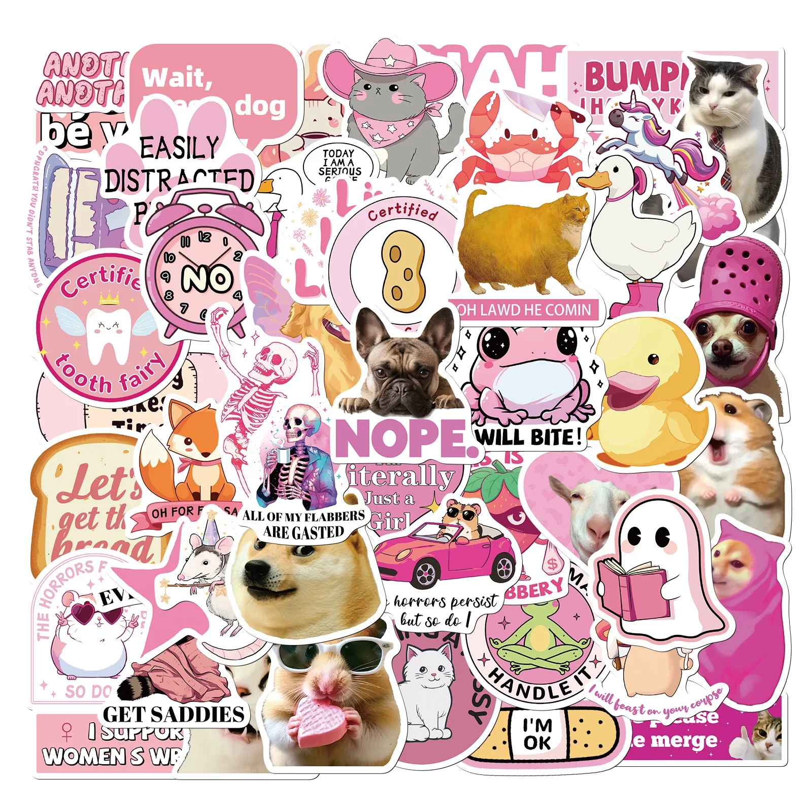 

50 шт. забавные наклейки розовый мем DIY наклейки Скрапбукинг телефон чемодан скейтборд водонепроницаемые наклейки