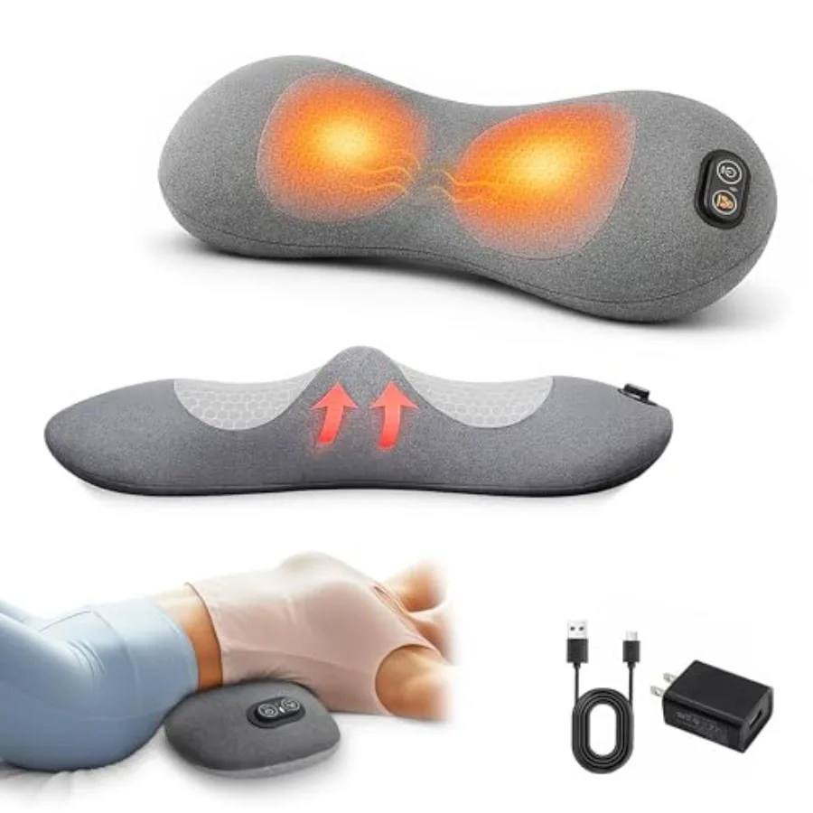 

Triple Fusion Back Massager with Heat 3-in-1 Lumbar Support Pillow and Back Stretcher for Lower Back, Ergonomic Memory Foam Spi