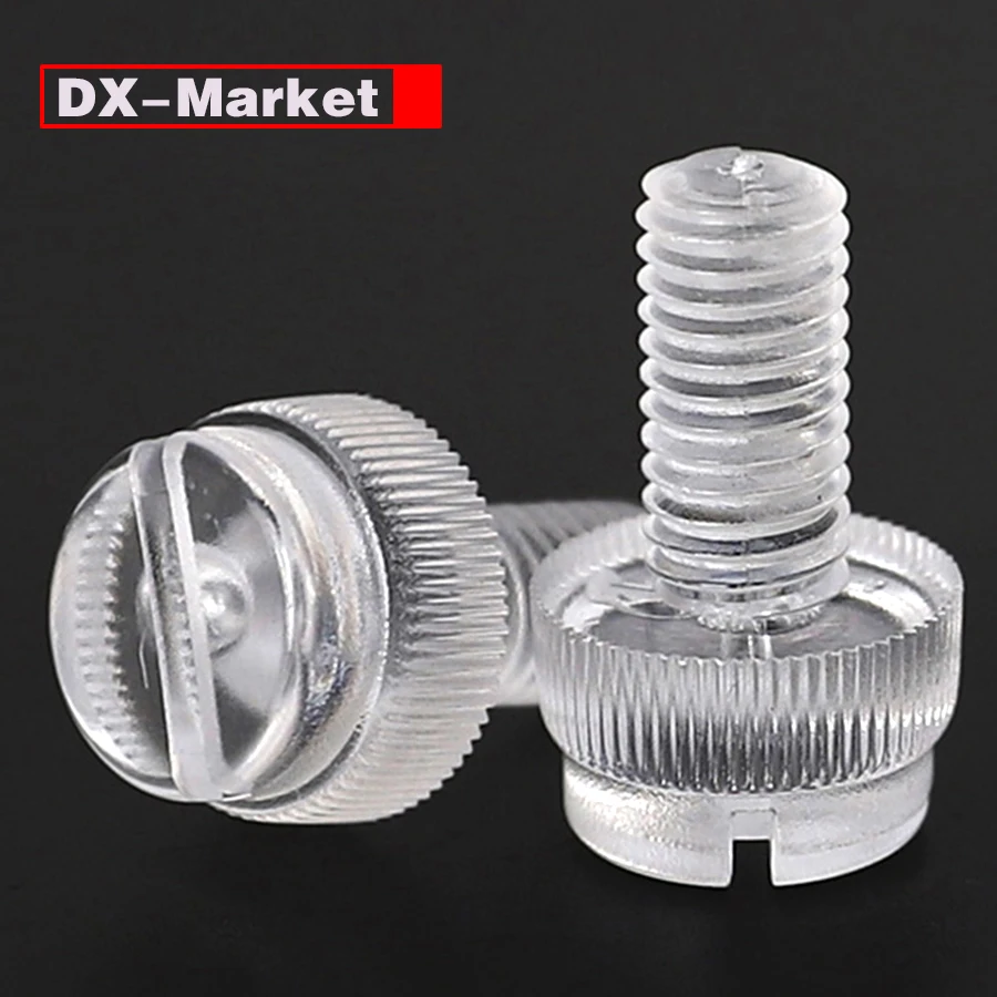 Tornillo de pulgar ranurado M3 PC, perno de ajuste de plástico transparente M3-M8, F006