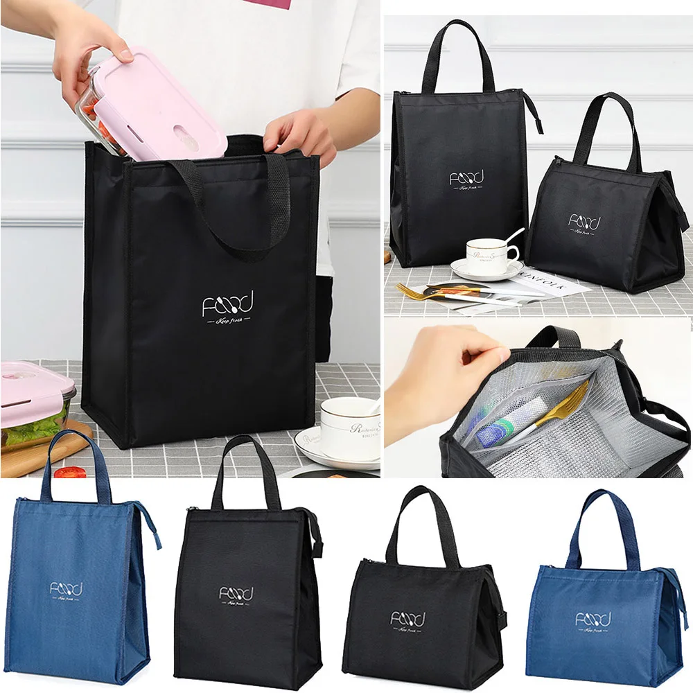 Unisex Portable Food Storage Box Handbags Thermal Insulated Hand Zip Cooler Bags Picnic Bag Food Tote Lunch Bags