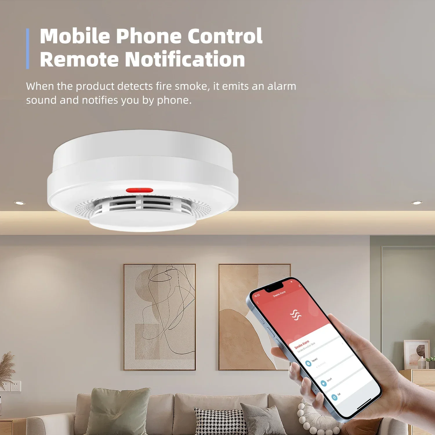 

ACJ Tuya WIFI Smoke Detector Security Protection Fire Smoke Alarm Sensor Smart Home Safety System Works With Smart Phone APP