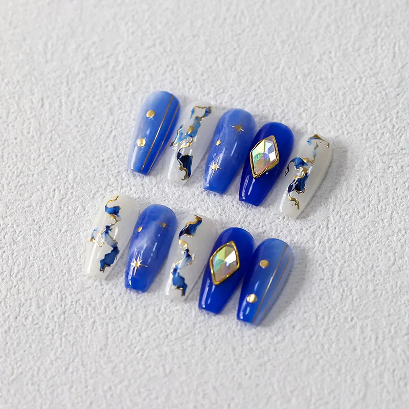 Irregular Marmoreio Abstrato Unhas Adesivos, Linha Dourada Ponto, Blue Dragon Figuras, Decalques Adesivos, Manicure Designs, Slider Suprimentos, 5D