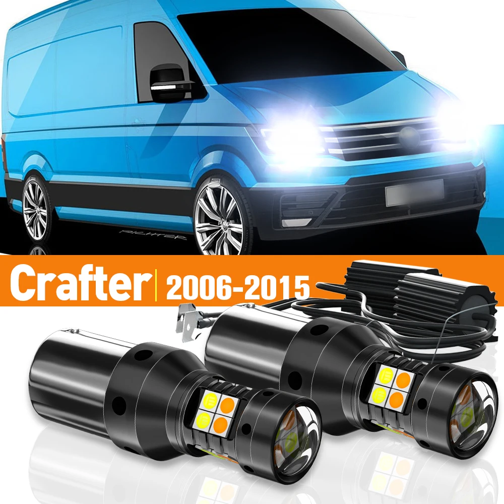 2pcs LED Dual Mode Turn Signal+Daytime Running Light DRL For VW Crafter 2006-2015 2007 2009 2010 2011 2012 Accessories Canbus