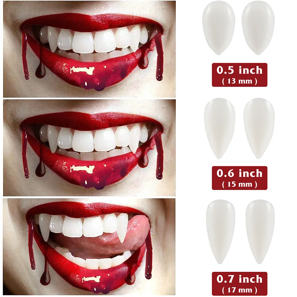 

6Pairs Vampires Dentures Halloween Cosplay Props Safe Durable Fake Teeth Supplies Party Decor Halloween Fake Teeth