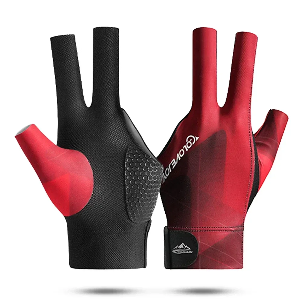 Open Finger Billiard Gloves Breathable Polyester Snooker Pool Gloves Adjustable Sticker Smooth Soft Lightweight Amateur Training