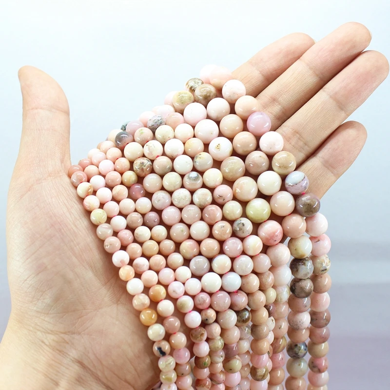 Natural Pink Opal Round Loose Beads Strand 6/8/10/12MM For Jewelry DIY Making Necklace Bracelets Earrings Accessories