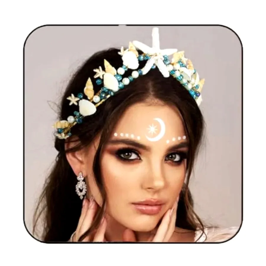 

Mermaid Crown Starfish Tiara Gold Seashell Bridal Headband Sea Star Beach Wedding Headwear for Women
