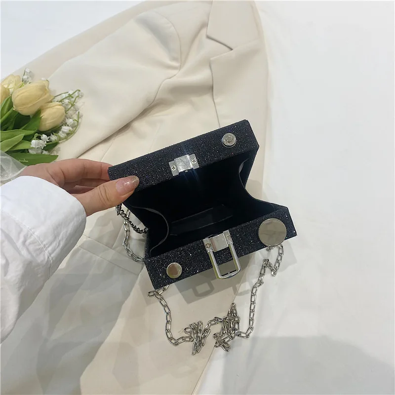 New Camera Shape Shoulder Bag Women Fashion Sequin Box Bag Funny Chain Crossbody Body Bag