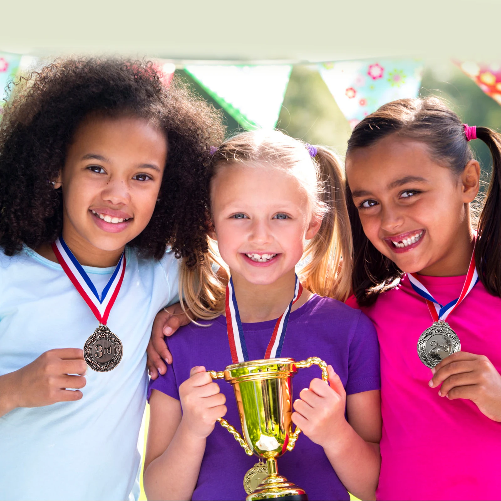 

6 Pcs Medals Zinc Alloy Gold Competition Students Rewards Party Supply Birthday Favors Design Long Storage