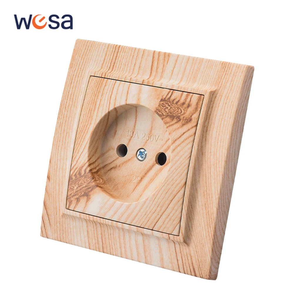 

WESA Wooden Wall Surface Socket Plugs Power Socket EU Standard Electrical Outlett Not Ground Flame Retardant Spray Paint Plastic