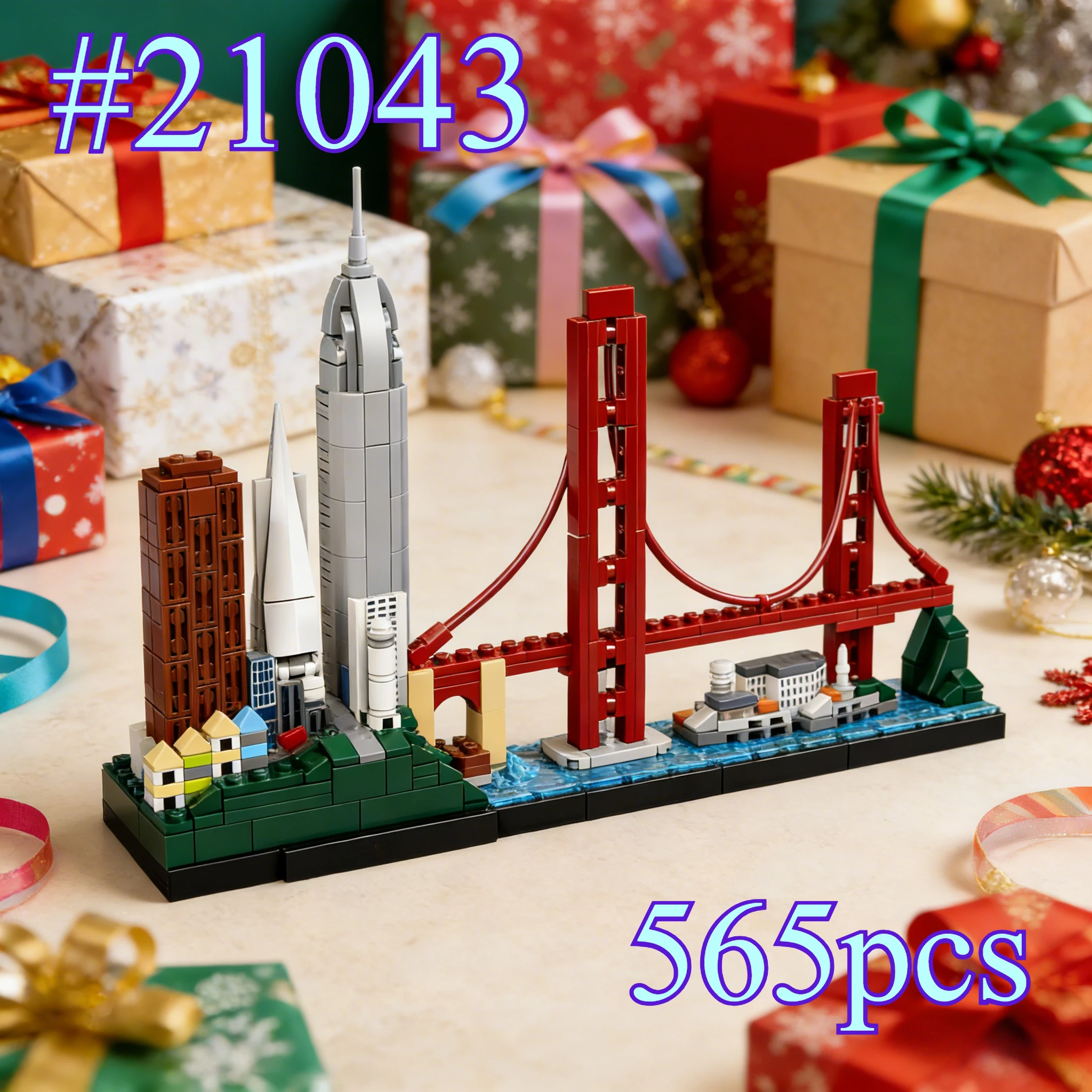 Mooie San Francisco Model 21043 bouwstenensets geschikt voor kerstcadeaus, compatibel met Legoed-deeltjes, 565 stuks.