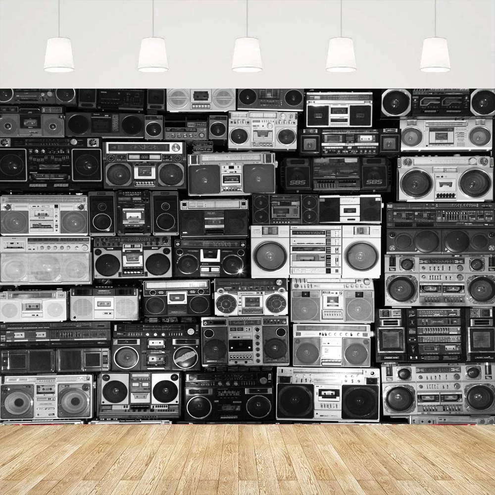 

Винтажный фон для фотосъемки с настенной радиобумагой, ностальгический старомодный усилитель, музыкальный антикварный аудиофоновый громкоговоритель