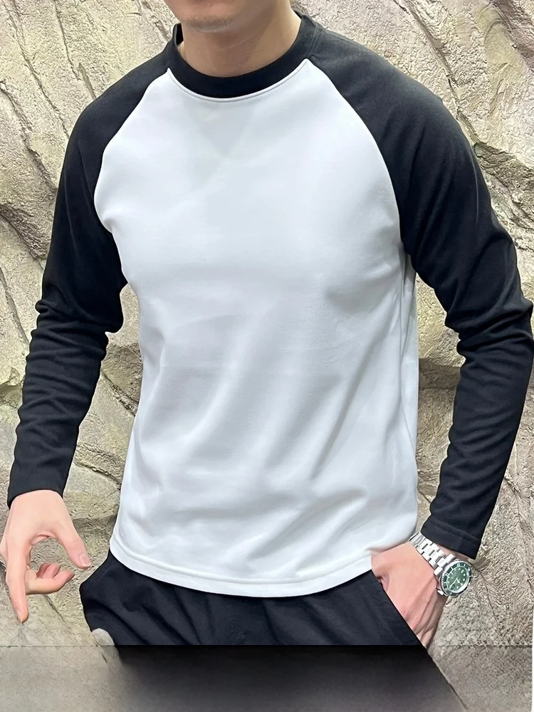 

Knitted Fce Lined Base Layer T-irt Color Blo Thermal Technology Stand Fit Long Sve Casual Sle round Ne