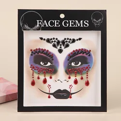 Halloween Stage Performance Face Decoration Rhinestone Temporary Tattoo Sticker Face Gem DIY Brow Diamond Party Face Jewelry