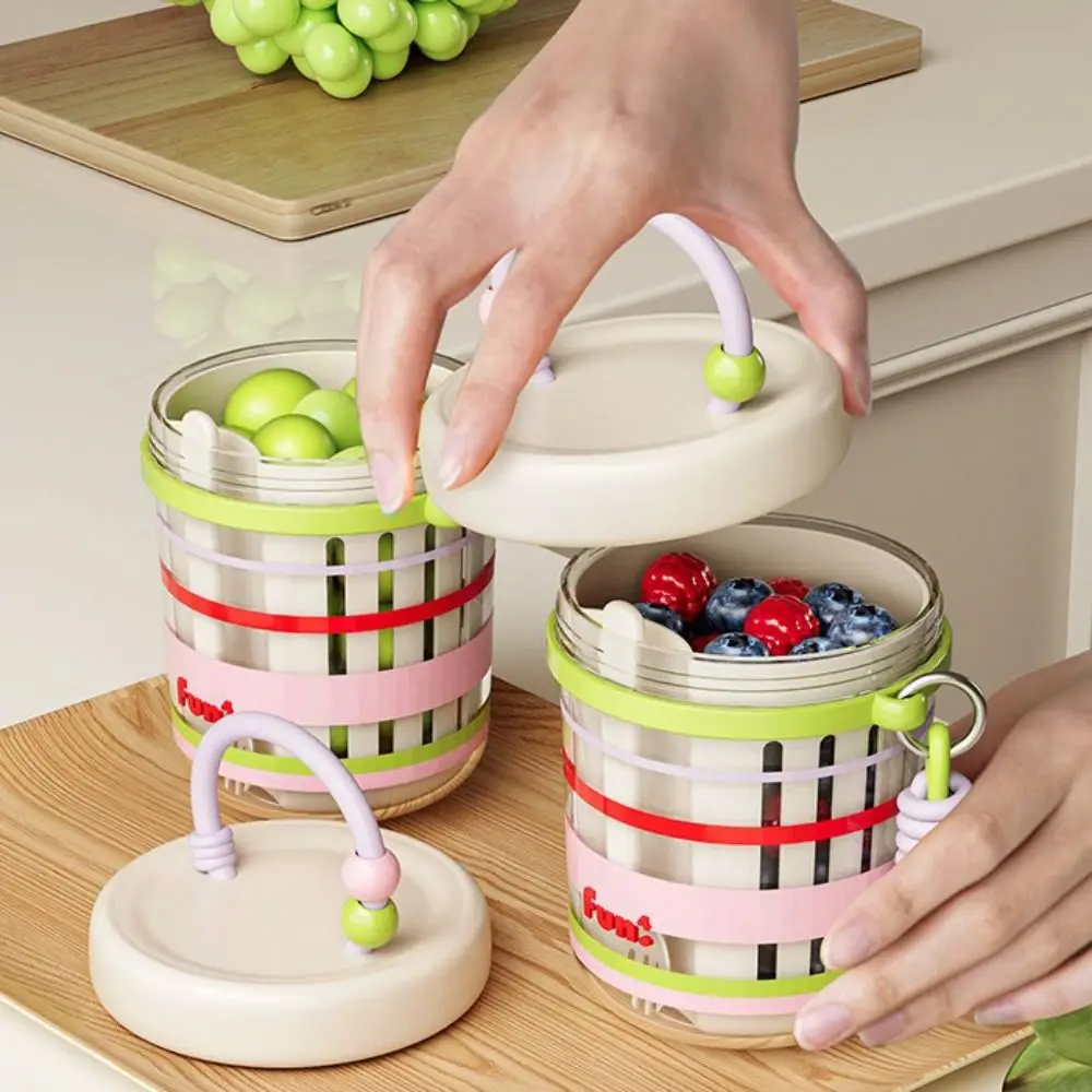 

Portable Double Layer Salad Cup Leakproof Dopamine Breakfast Cup Plastic with Fork Food Container Worker
