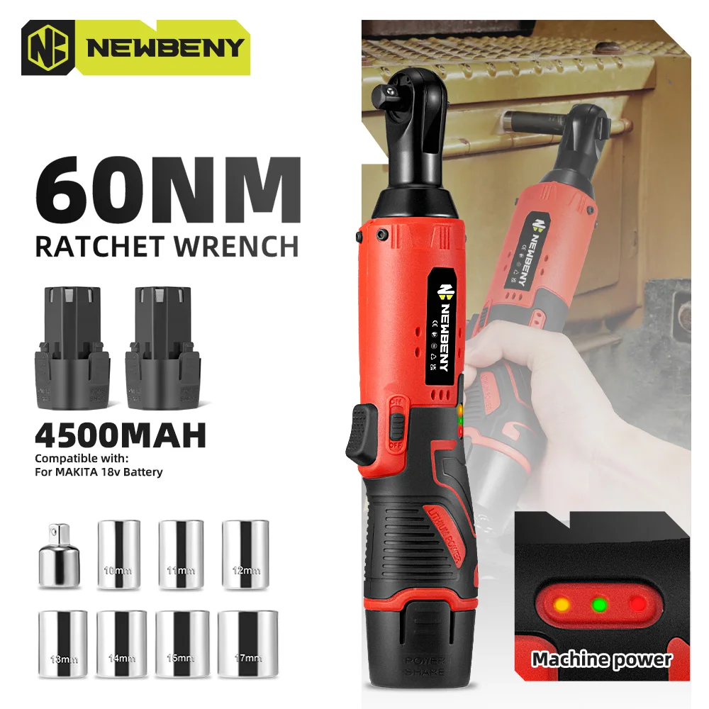 NEWBENY 12V Electric Car Ratchet Wrench Handheld Screwdrivers Impact Wrench Rechargeable Repair Removal Screw Nut Power Tool