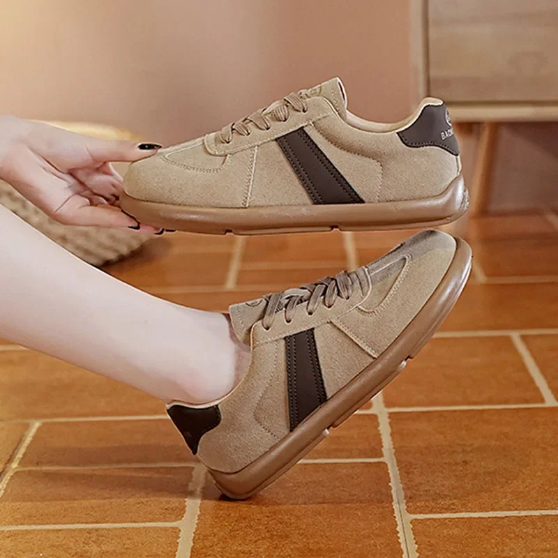 Baskets en Faux Daim et Cuir NuSO k pour Femme, Chaussures de dehors Décontractées à Semelle Souple, Baskets Allemandes à Plateforme, pour la Marche et le Jogging, Nouvelle Collection Automne