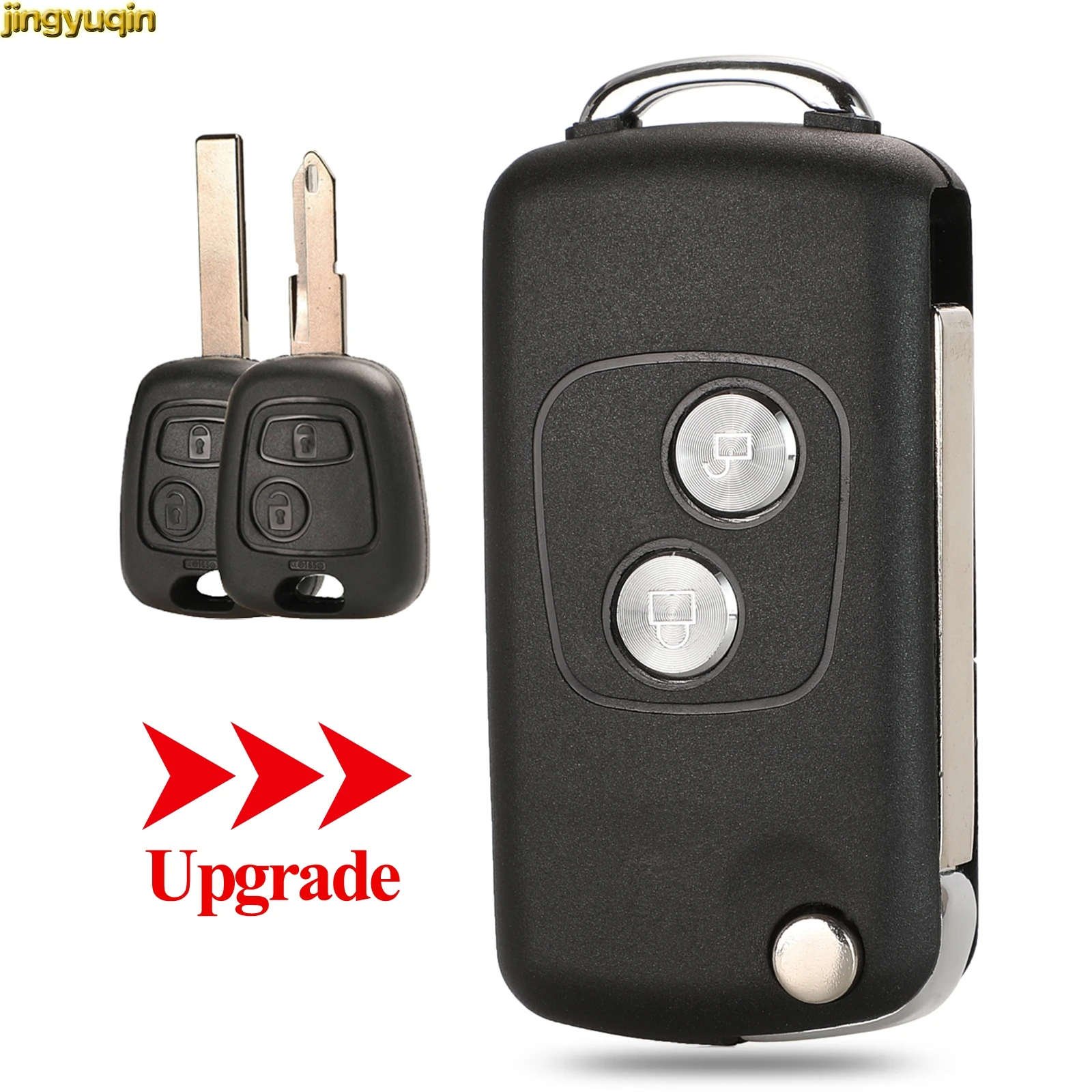 Jingyuqin 2BTNS Remote Flip Modified Car Key Shell For Peugeot 206 306 307 107 207 407 Partner Citroen C1 C2 C3 C4 Picasso Xsara