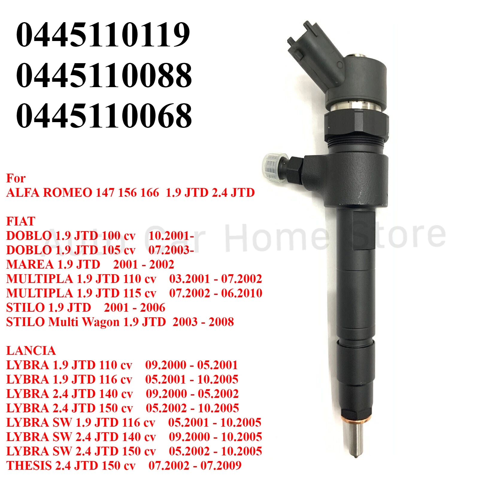 0445110088 0445110068 0445110119 New Diesel Fuel Injector For Fiat Stilo Doblo Lancia Lybra 2001 2002 2003 2004 1.9 JTD 2.4 JTD