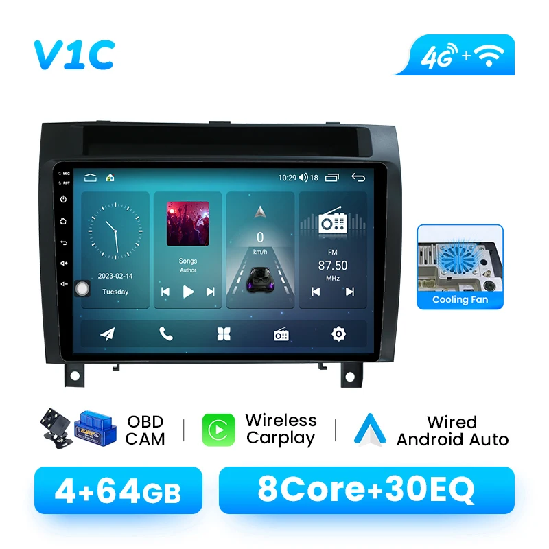 Draadloze CarPlay Android Auto Android 14 Autoradio Speler voor Mercedes Benz SLK Klasse R171 2004-2011 SLK 200 280 300 350 8 GB GPS