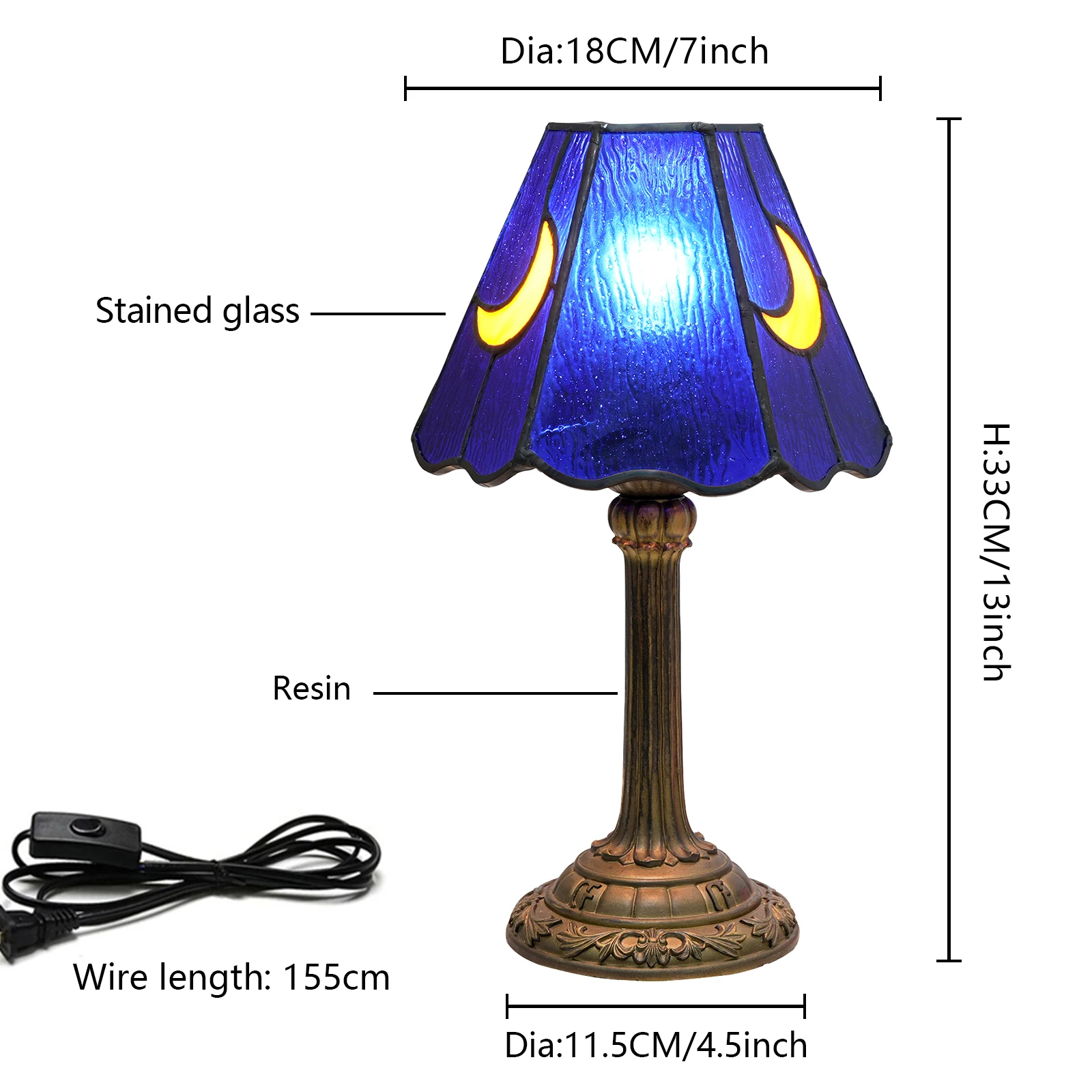 Candeeiro de mesa de cabeceira de vidro manchado, candeeiro de mesa moderno de meados do século para mesa de cabeceira retro bonito pequeno candeeiro de mesa para quarto sala de estar