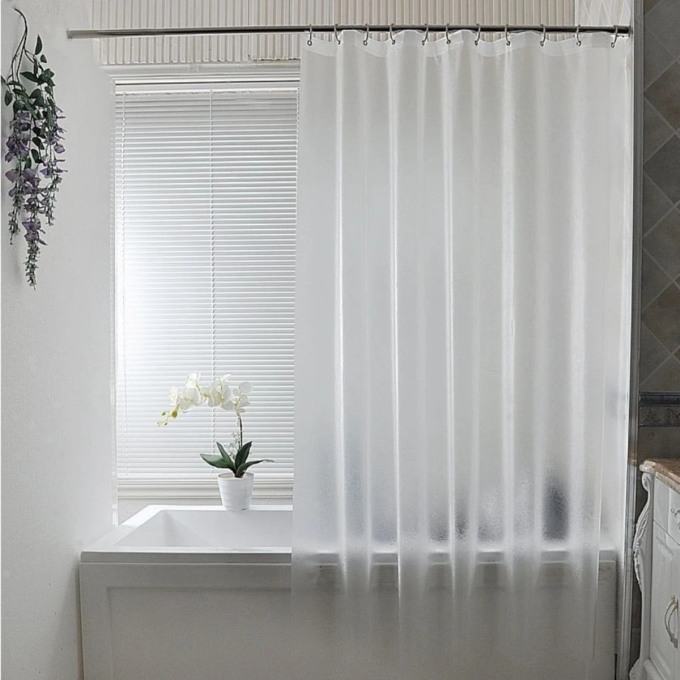 

Shower Curtains Transparent Sanding Water Resistant Bathroom Curtain Peva Fabric Mildew Proof Waterproof with Hooks for Toilet