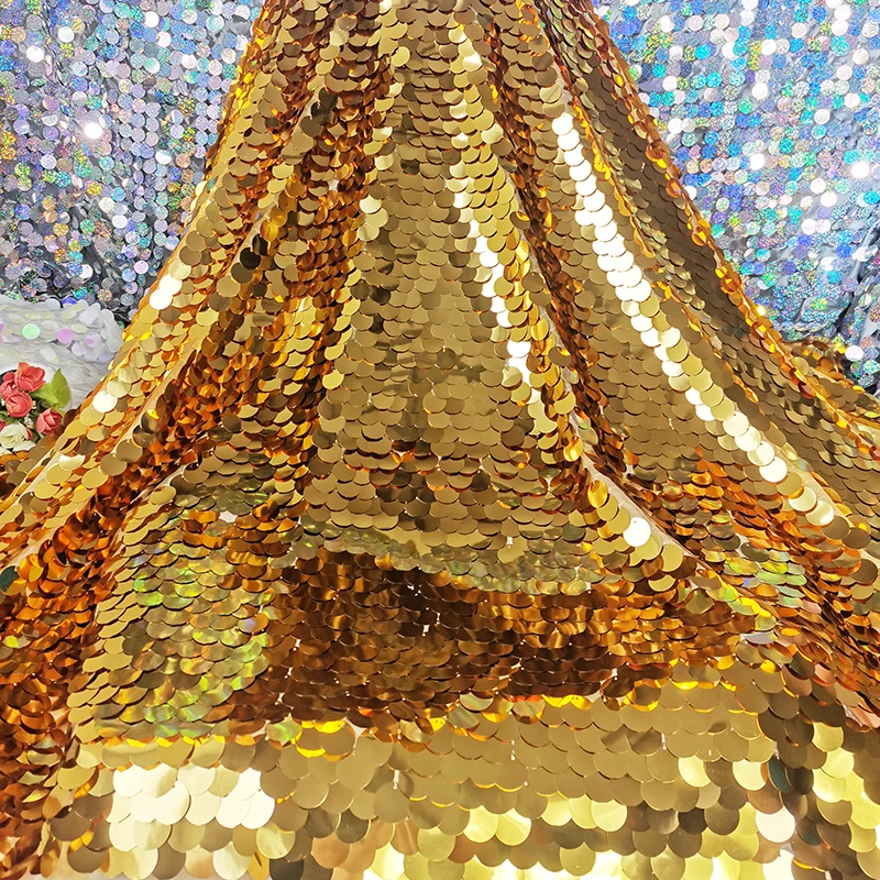 Large Round Sequins Tablecloth Gold Silver Wedding Party Decoration Live Photography Background Encrypted Fish Scales Cloth