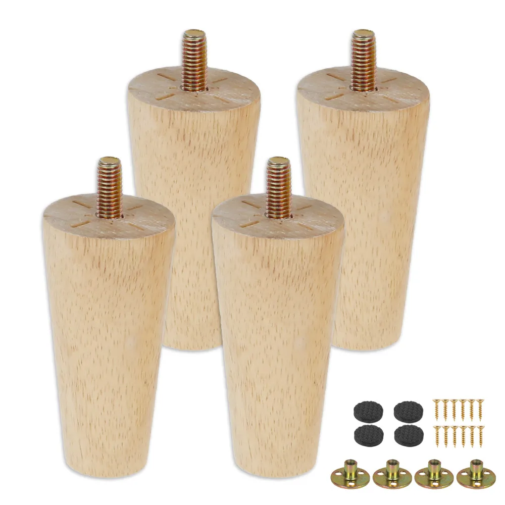 4Set Furniture Legs Wooden Solid Furniture Feet Kit Oblique Straight Table Feet Non-slip Chair Feet Replacement Feet Sloping Hot image 2