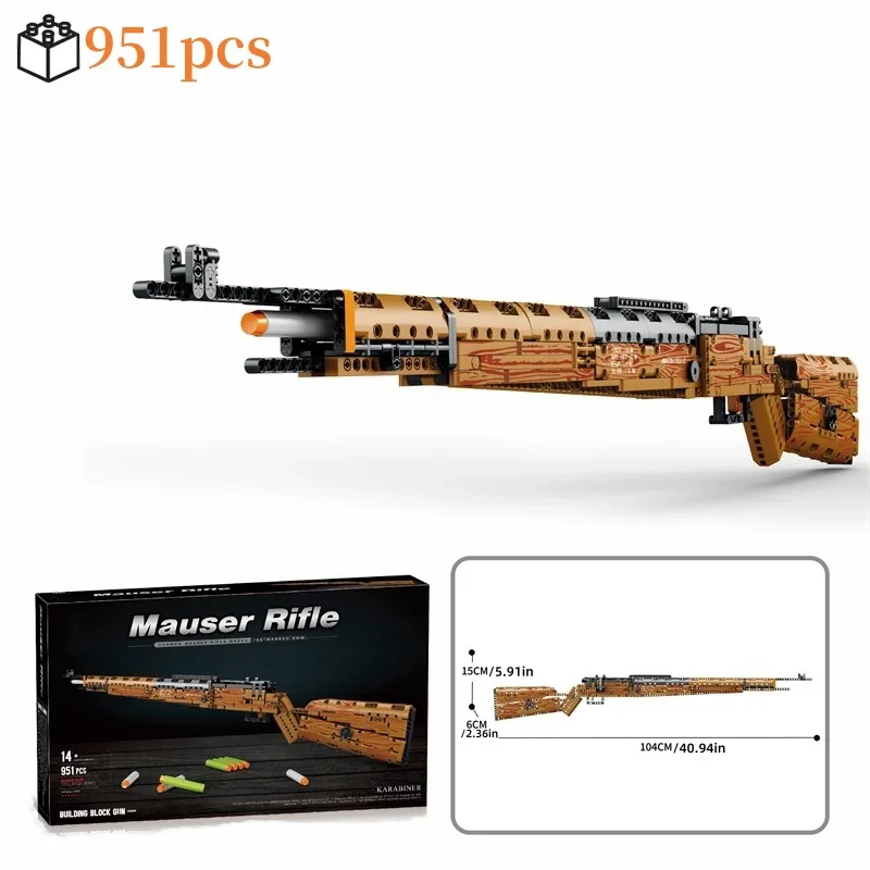 Creative Technical Firearms Karabiner 98K Weapon Ideas Modularize Design Building Blocks Model DIY Toys for Kids Teens Gift
