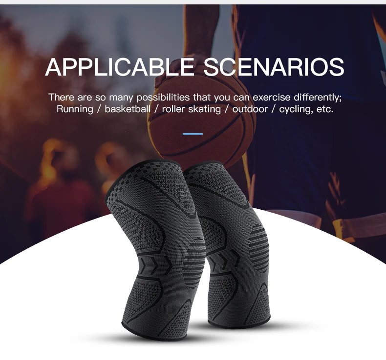 1 stück Fitness Laufen Radfahren Knie Hosenträger Elastische Nylon Knie Brace Für Sport Kompression Knie Pad Hülse Basketball Volleyball – Detail 5