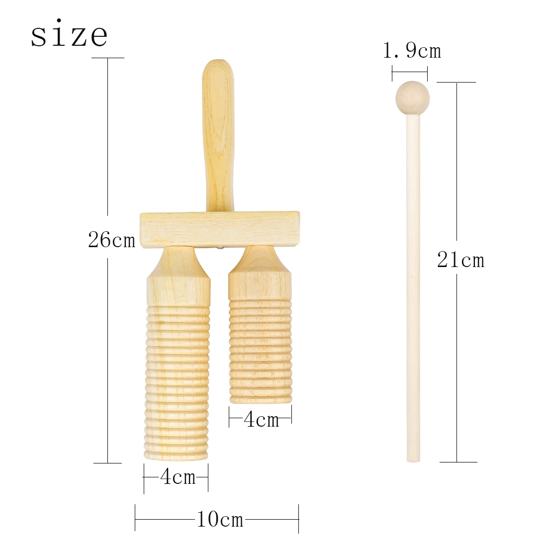 Orff Percussion Instrument Wooden Treble Bass Cylinder Clapper Pleasant Sound with Stick Multi Sound Tube Musical Instrument