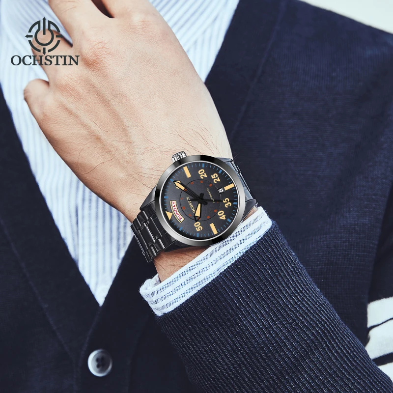 Ochstin new 2023 master series casual simple wind double calendar mechanical movement wrist watch men mechanical watch