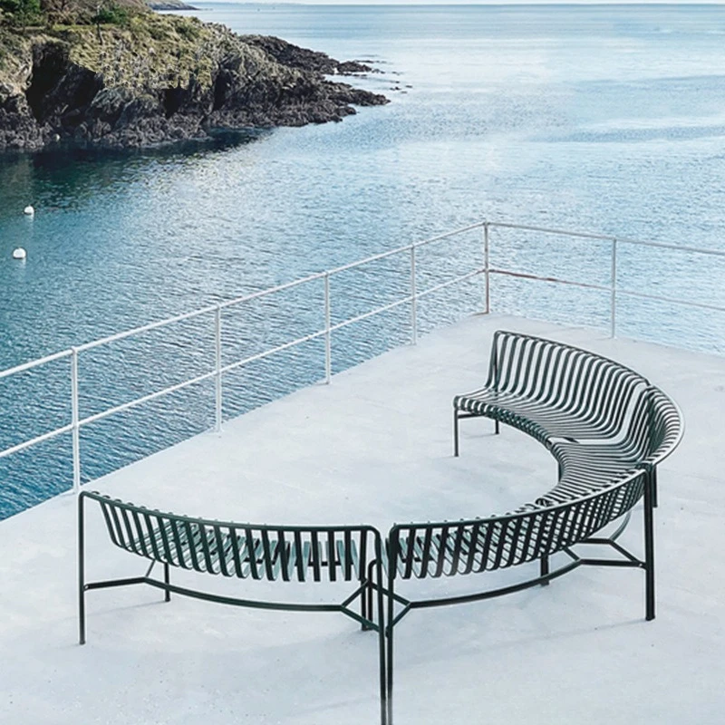 Outdoor Sofa Courtyard, Terrace Park Outdoor Garden Waterproof, Sunscreen Wrought Iron Bench