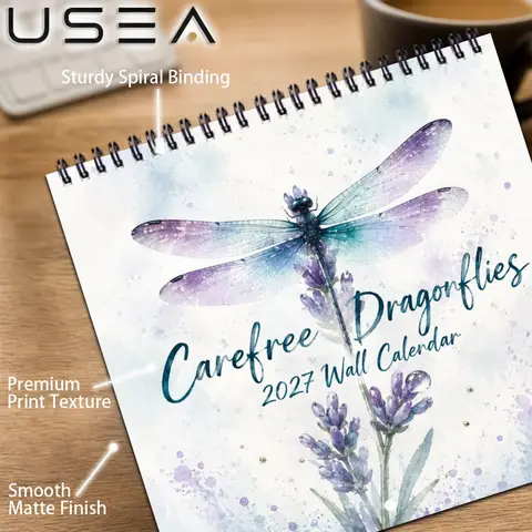 2027 Wall Calendar, Carefree Dragonflies Wall Calendar,Habit Tracker Time Management Journal,   Christmas Seasonal Gift