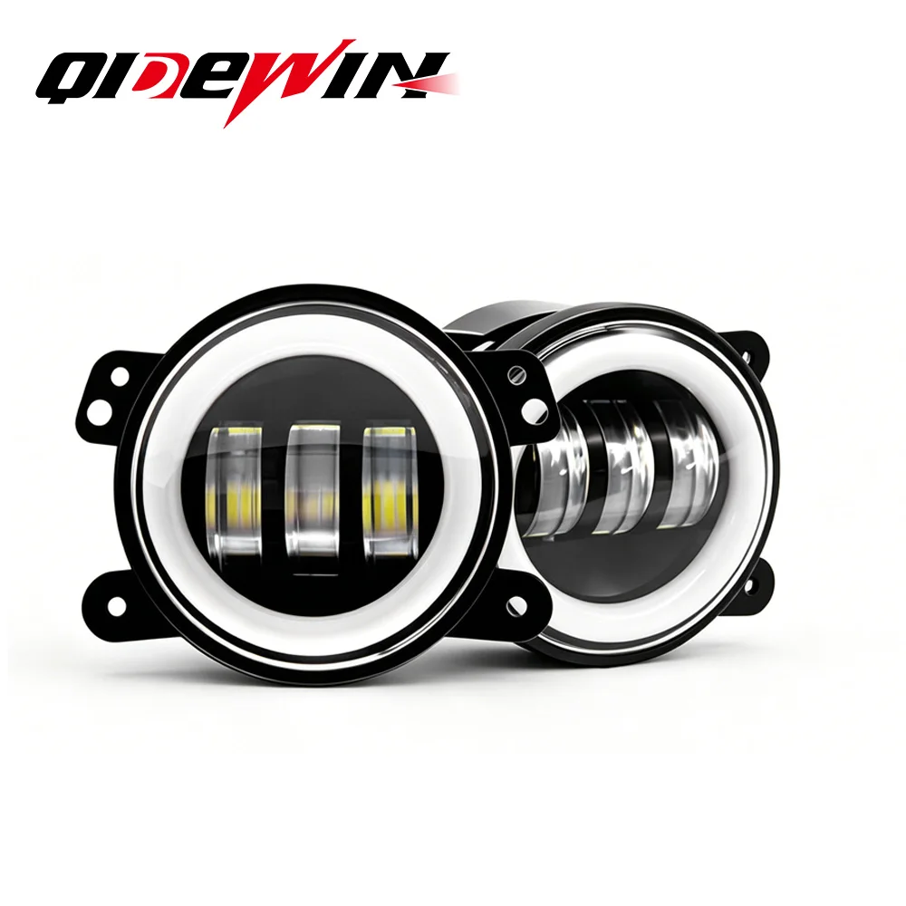 4 inch Car LED Headlight 30W LED Fog Light With White Halo Ring DRL Angel Eyes Light For Jeep Wrangler JK Dodge for Off-Road