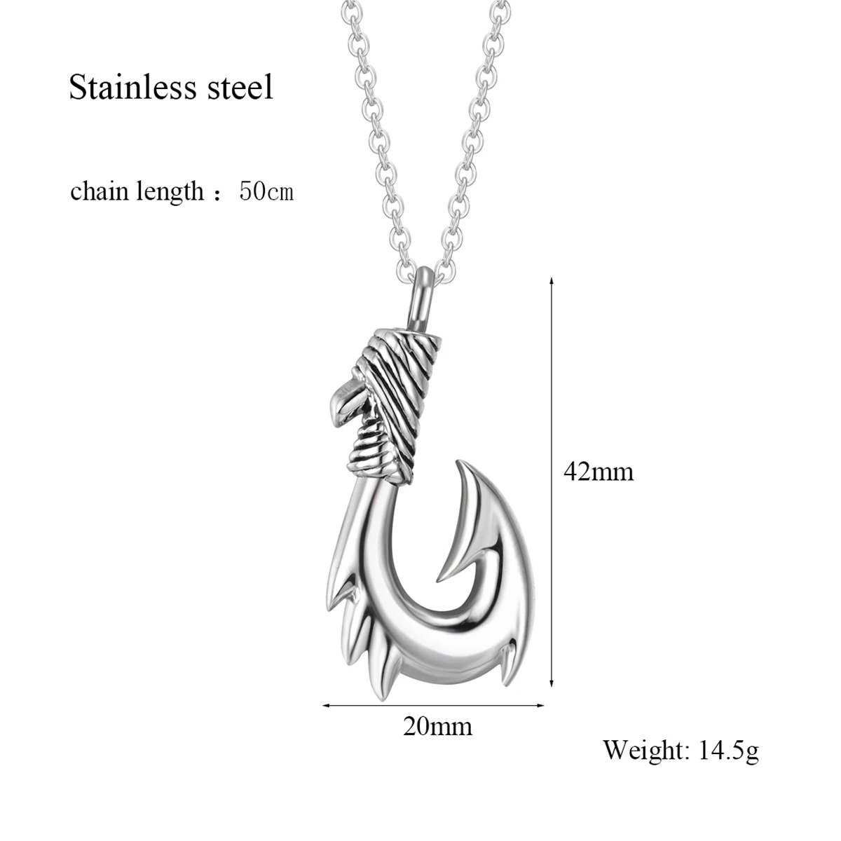 Stainless Steel Fishing Hook Urn Necklace for ashes Fish hook Cremation Urn Pendant Fishing in heaven Keepsake Jewelry