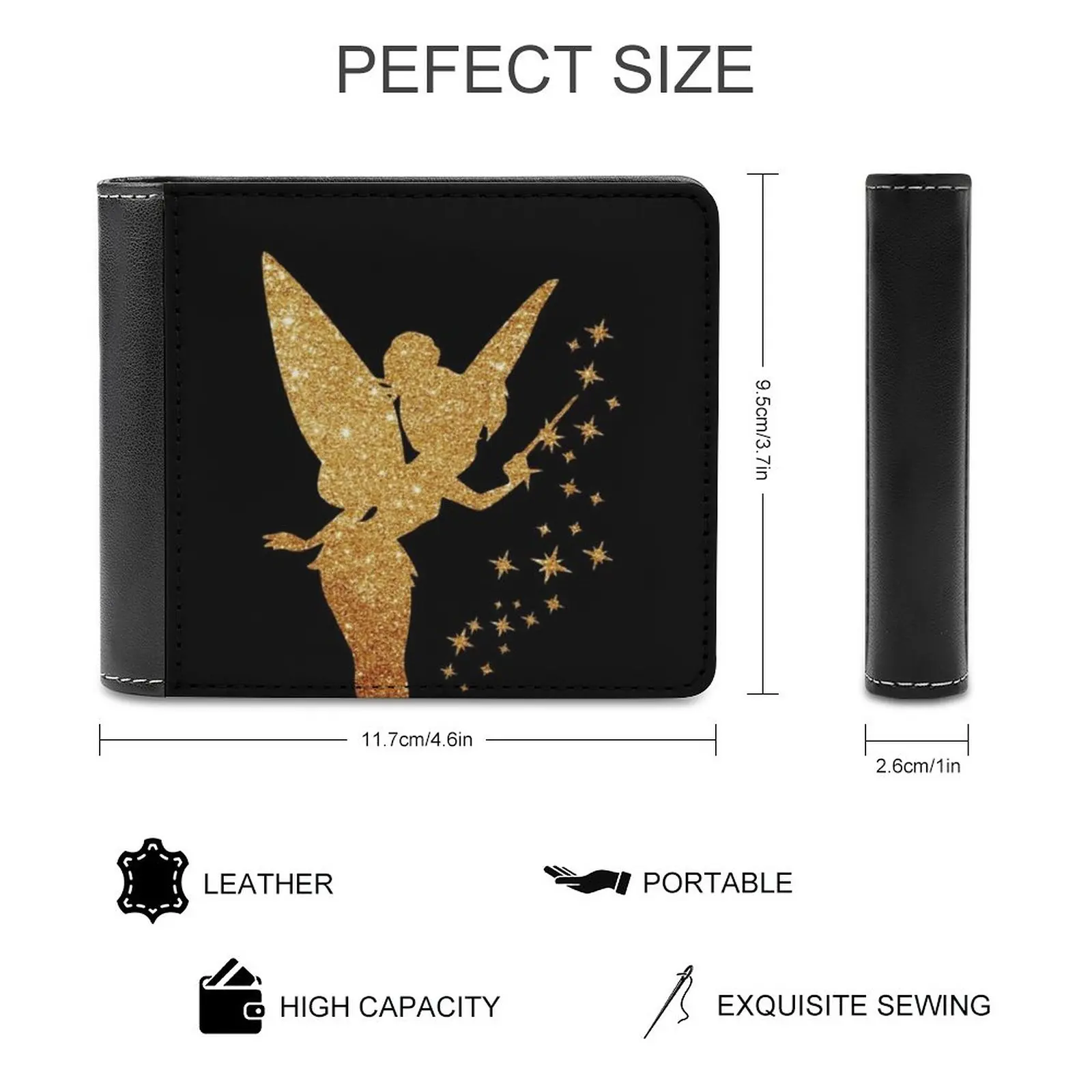 Gold Glitter New Men Wallets Pu Leather Men Purse High Quality Male Wallet Gold Glitter Magic Personalized Wallet Pattern