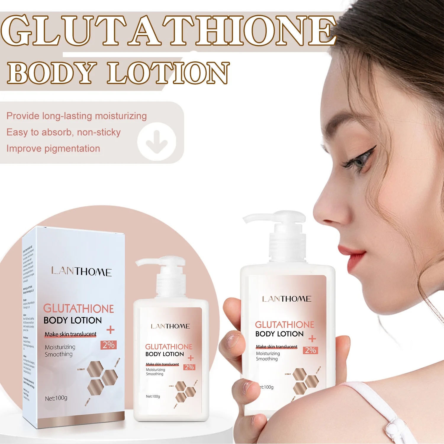 Glutathione Body Lotion Long-lating Moisturizing Easy To Absorb, Non-sticky Improve Pigmentation smoothing