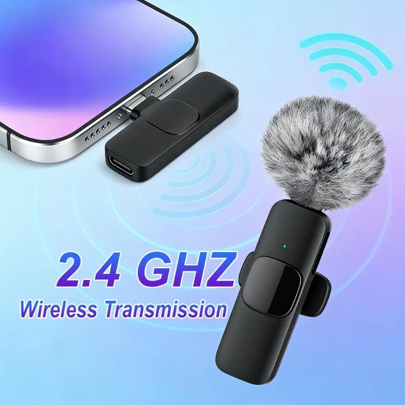 Mini micrófono de solapa inalámbrico para iPhone Android con cancelación de ruido, portátil para grabación de video, entrevistas 6