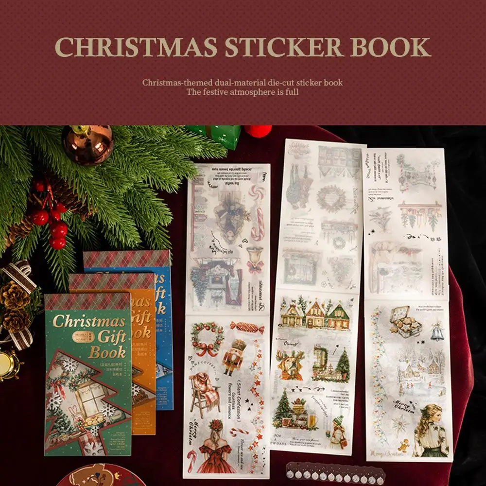 Christmas Sticker Book  Deluxe Oversize Christmas Tree Landscape Decoration Character Home Stickerbook W7O3