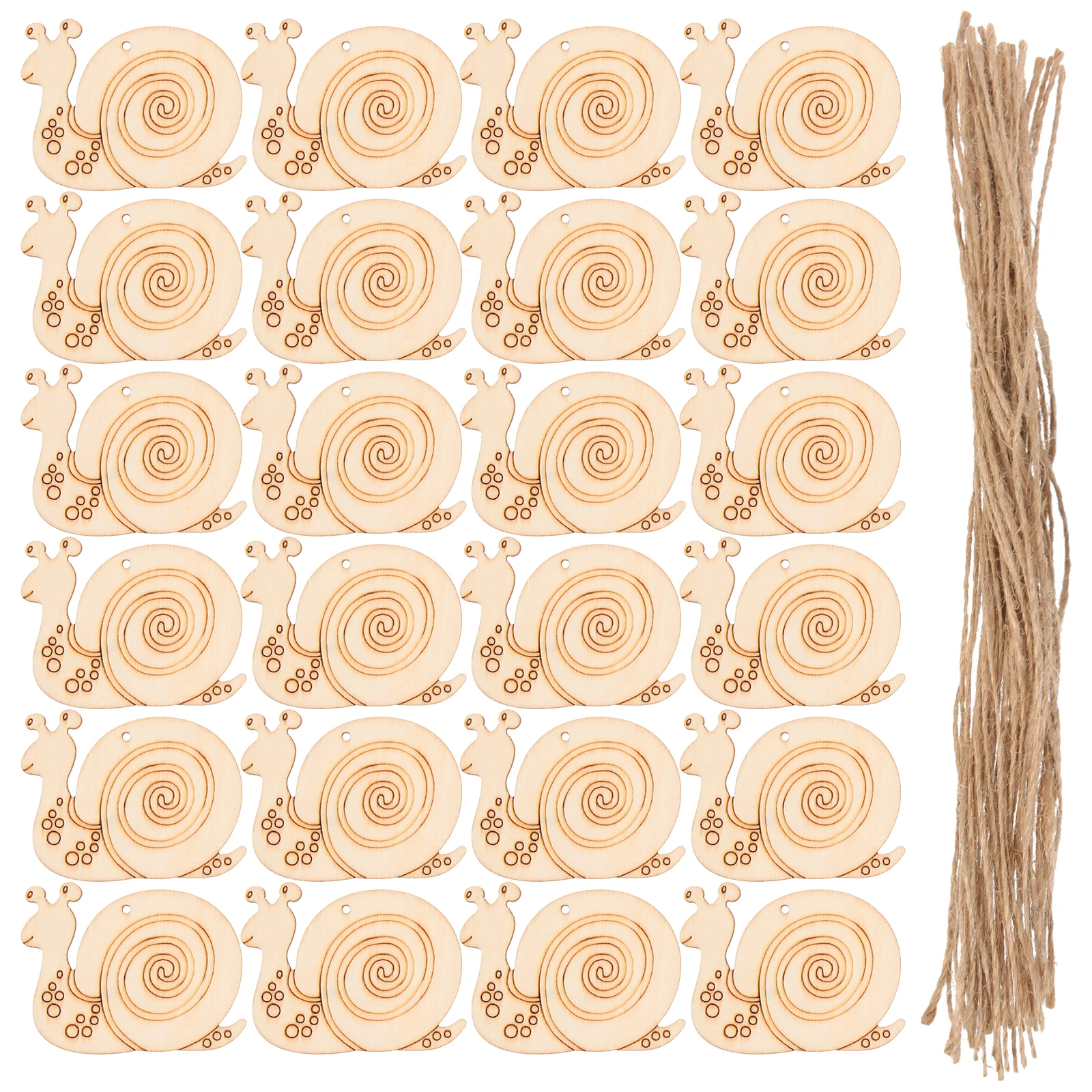 

50Sets BlankWoodenSlices UnfinishedWoodCutouts SnailShapes WoodPieces DiyCraft Supplies PaintableOrnaments KidsPaintingToy