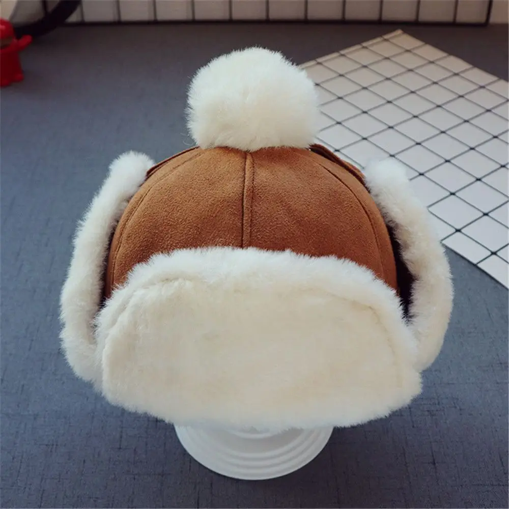 Winter Russian Plush Knitted Cap Kids Beanies Ushanka Hat Thicker For 6-24 Months