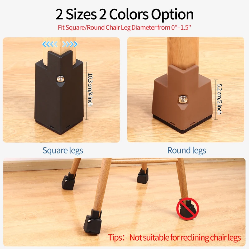 4PCS Adjustable Furniture Leg Risers Bed Foot Pads with Screw Clamp Heavy Duty Square Round 52 102mm Sofa Table Chair Leg Risers