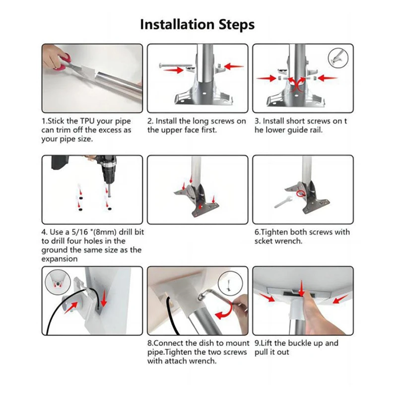 1Set For Starlink Gen3 Roof Wall Mount Wall Installed Connecting Rod Mount,Roof Adapter Holder Metals Connector