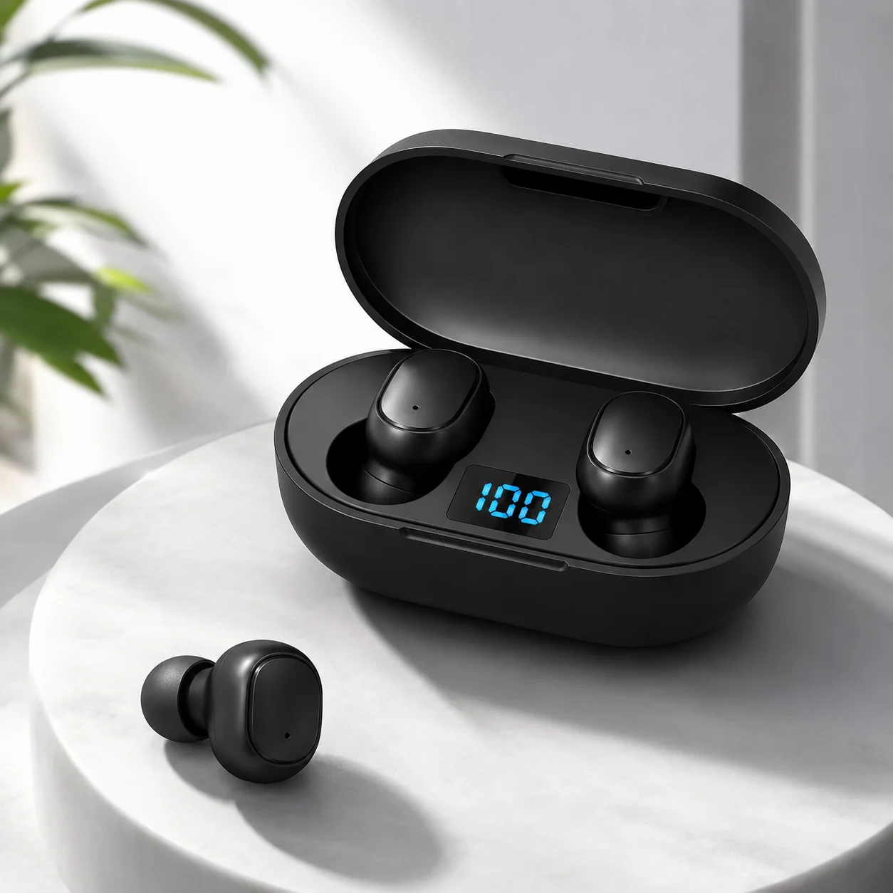 Mini TWS Earbuds Com Visor Digital E Bateria Bluetooth 5.0 Som Estéreo Leve Portátil Design Moderno Para Viagem