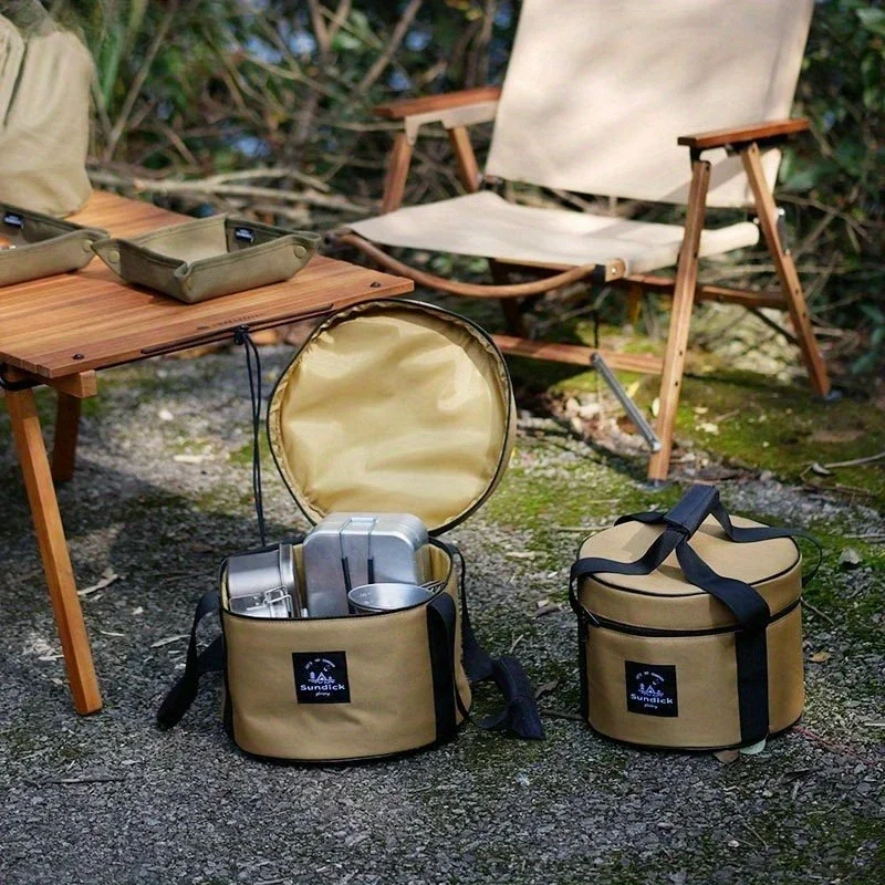 

Mountain Camping Cookware Set Outdoor Picnic Bag with Gas Canister Storage Cooler Lunch Box for Hiking Backpacking